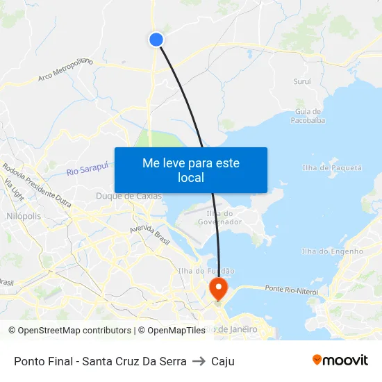 Ponto Final - Santa Cruz Da Serra to Caju map