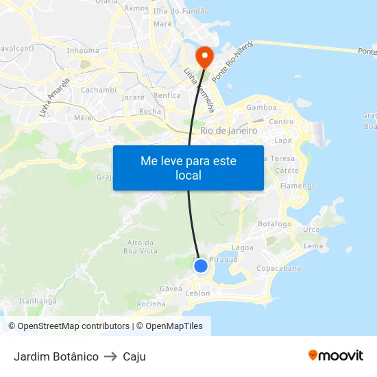 Jardim Botânico to Caju map