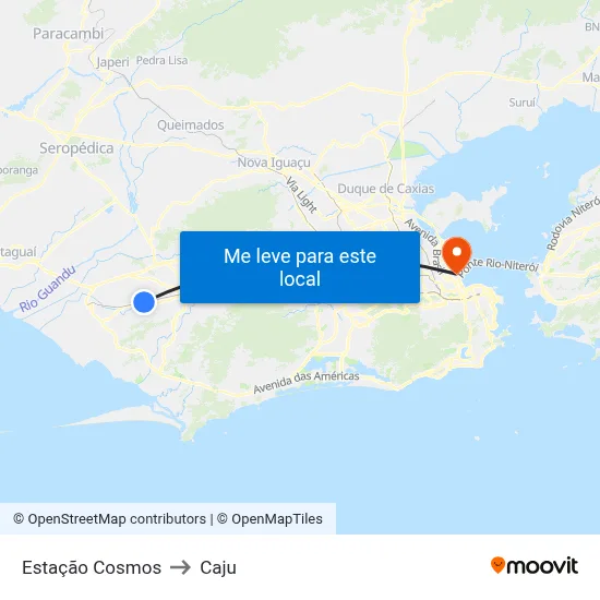 Estação Cosmos to Caju map