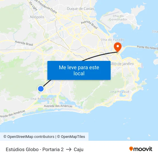 Estúdios Globo - Portaria 2 to Caju map