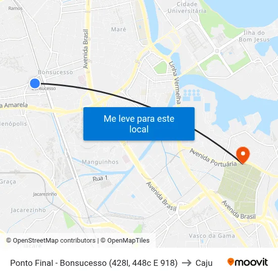 Ponto Final - Bonsucesso (428l, 448c E 918) to Caju map