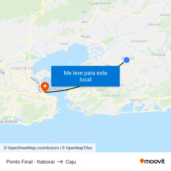 Ponto Final - Itaboraí to Caju map