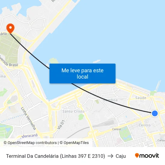 Terminal Da Candelária (Linhas 397 E 2310) to Caju map