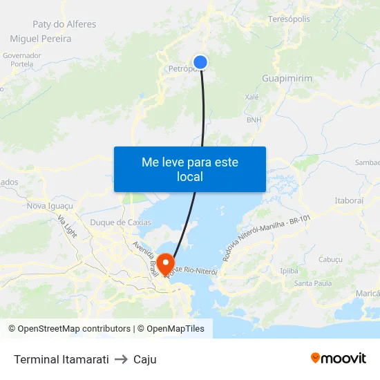 Terminal Itamarati to Caju map