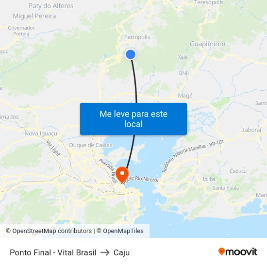 Ponto Final - Vital Brasil to Caju map