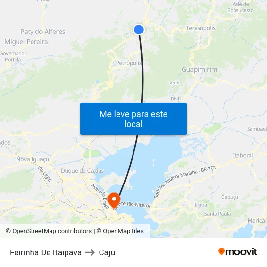 Feirinha De Itaipava to Caju map
