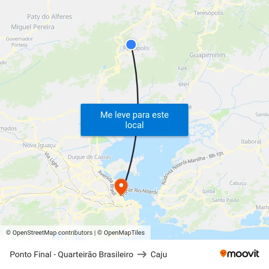 Ponto Final - Quarteirão Brasileiro to Caju map