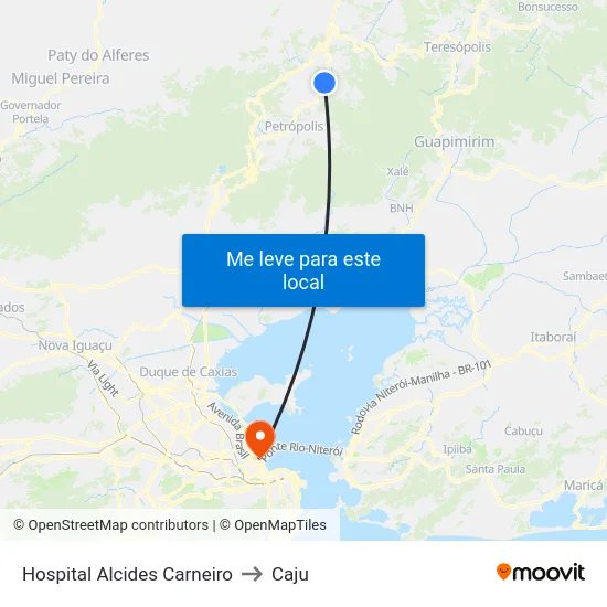 Hospital Alcides Carneiro to Caju map