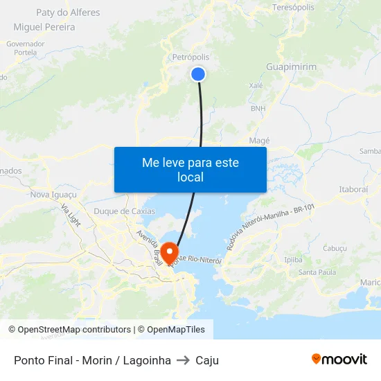 Ponto Final - Morin / Lagoinha to Caju map