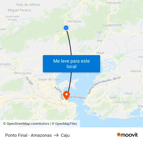 Ponto Final - Amazonas to Caju map