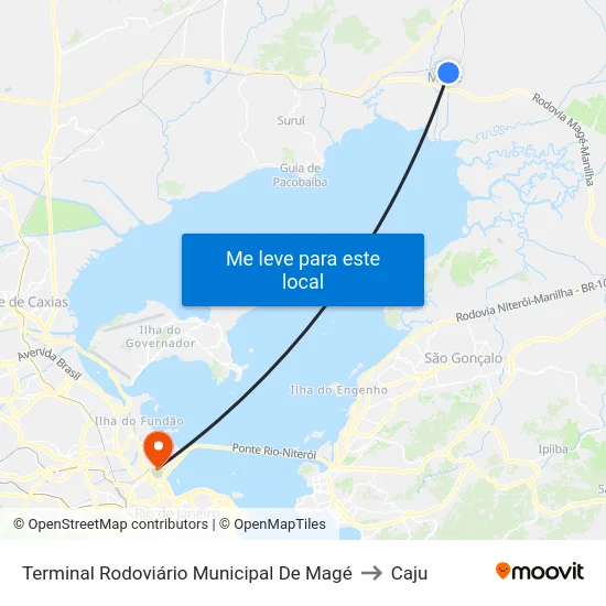 Terminal Rodoviário Municipal De Magé to Caju map