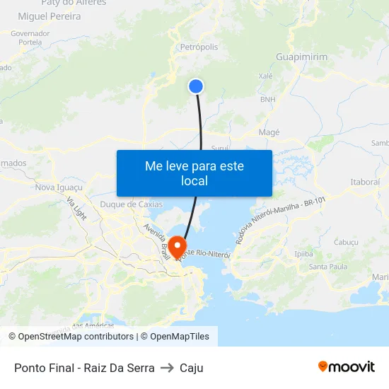Ponto Final - Raiz Da Serra to Caju map