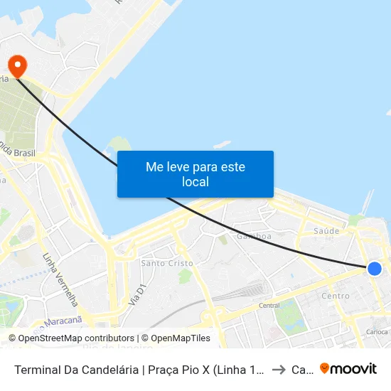 Terminal Da Candelária | Praça Pio X (Linha 118b) to Caju map