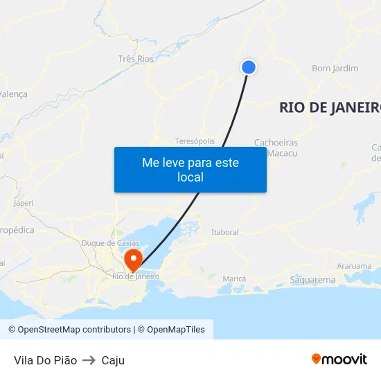 Vila Do Pião to Caju map