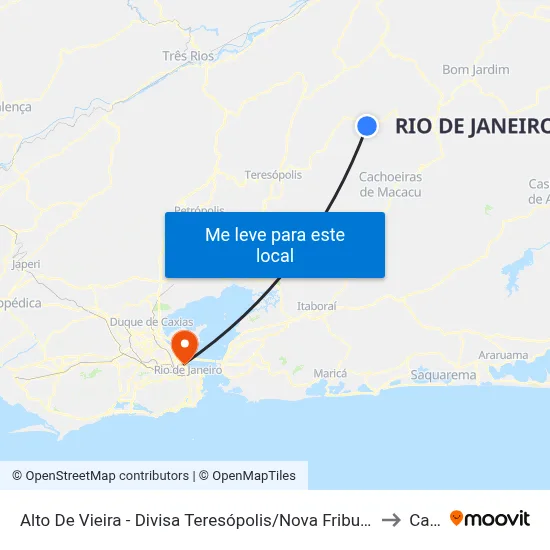 Alto De Vieira - Divisa Teresópolis/Nova Friburgo to Caju map