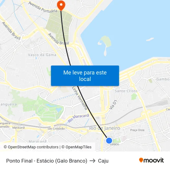Ponto Final - Estácio (Galo Branco) to Caju map