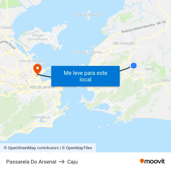 Passarela Do Arsenal to Caju map