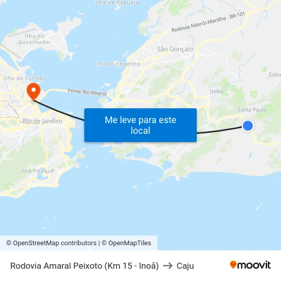 Rodovia Amaral Peixoto (Km 15 - Inoã) to Caju map