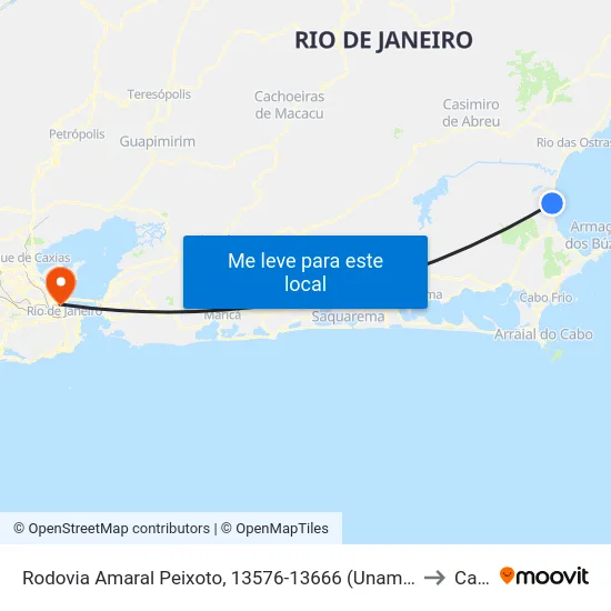Rodovia Amaral Peixoto, 13576-13666 (Unamar) to Caju map