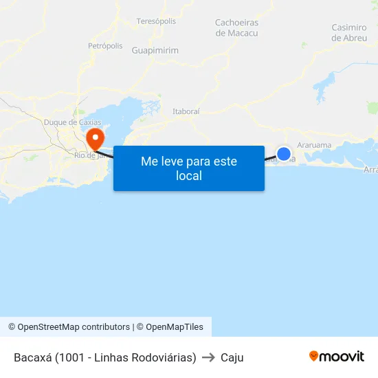 Bacaxá (1001 - Linhas Rodoviárias) to Caju map