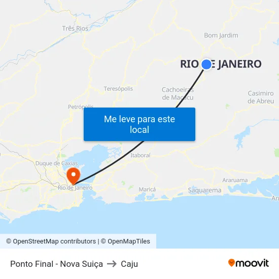 Ponto Final - Nova Suiça to Caju map