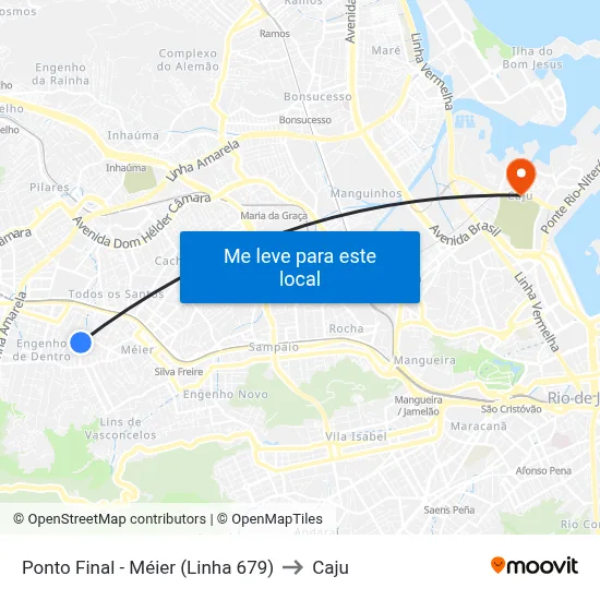 Ponto Final - Méier (Linha 679) to Caju map