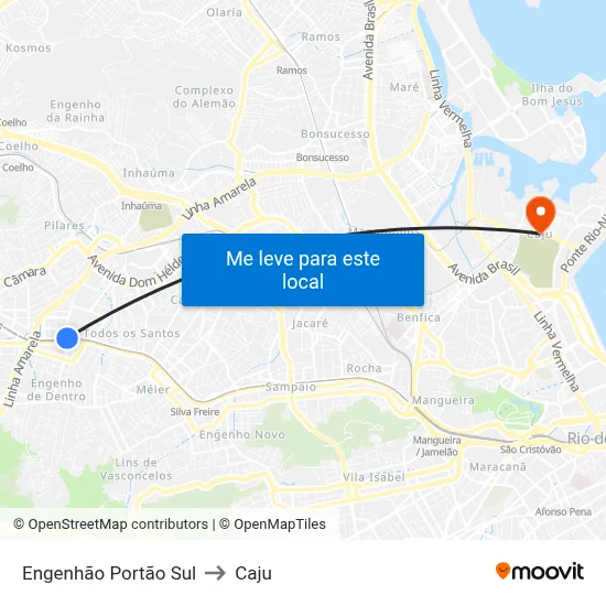 Engenhão Portão Sul to Caju map
