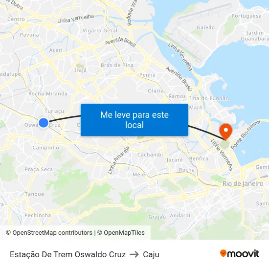 Estação De Trem Oswaldo Cruz to Caju map