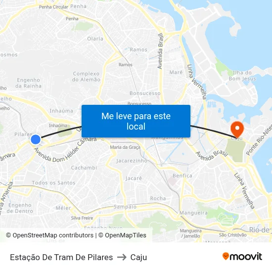 Estação De Tram De Pilares to Caju map
