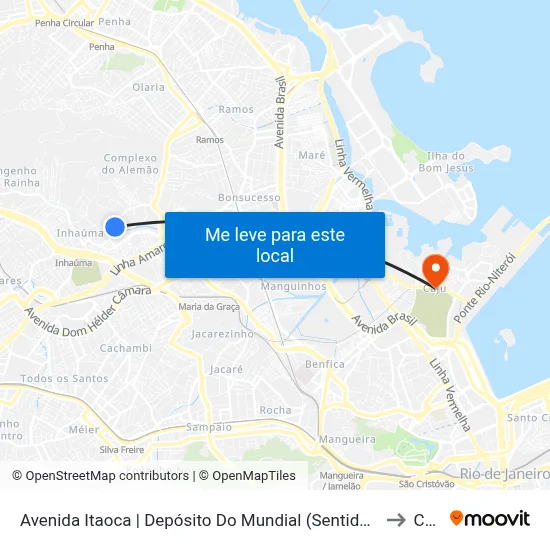 Avenida Itaoca | Depósito Do Mundial (Sentido Inhaúma) to Caju map