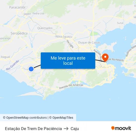 Estação De Trem De Paciência to Caju map