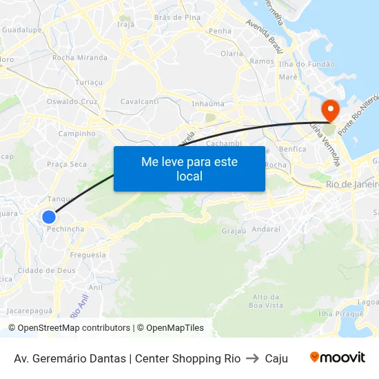 Av. Geremário Dantas | Center Shopping Rio to Caju map