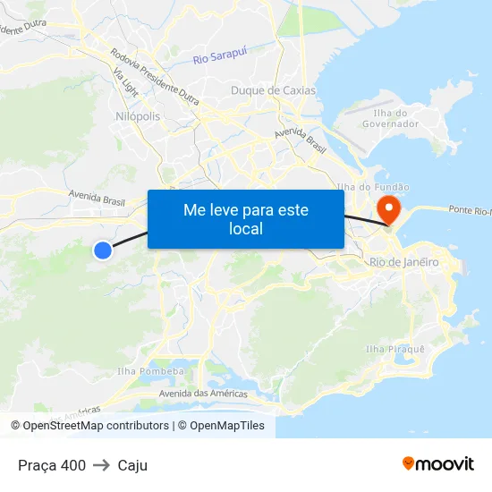 Praça 400 to Caju map