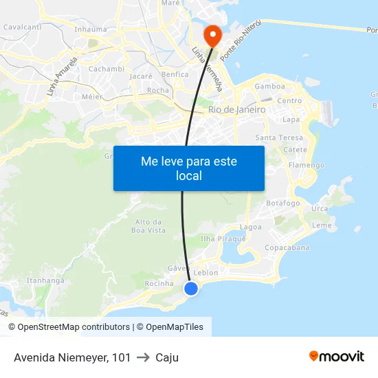 Avenida Niemeyer, 101 to Caju map