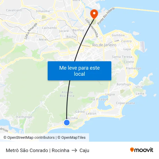 Metrô São Conrado | Rocinha to Caju map