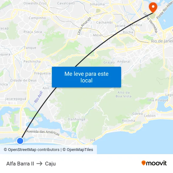 Alfa Barra II to Caju map