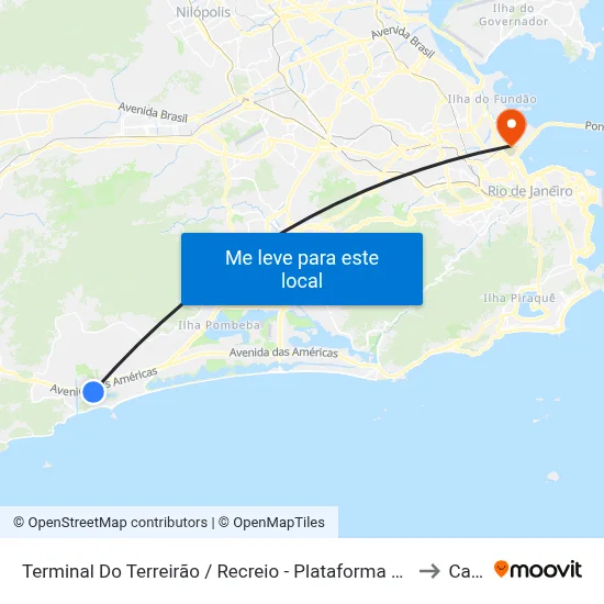 Terminal Do Terreirão / Recreio - Plataforma A5 to Caju map