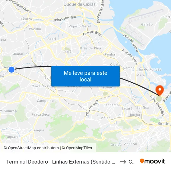 Terminal Deodoro - Linhas Externas (Sentido Vila Militar) to Caju map