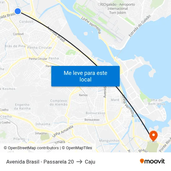 Avenida Brasil - Passarela 20 to Caju map