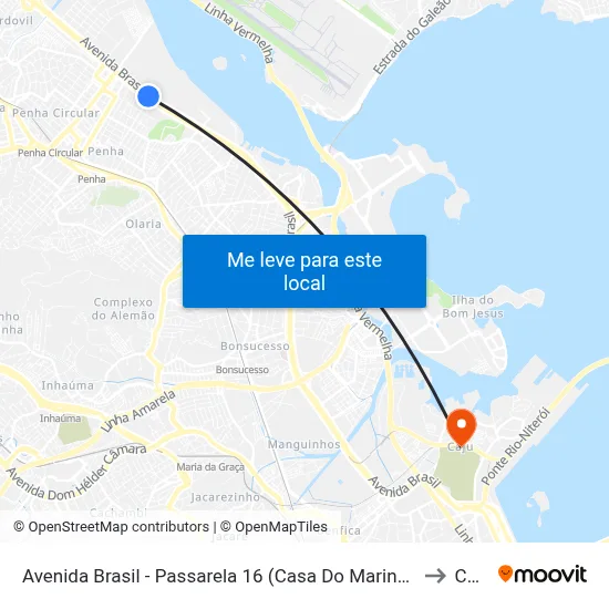 Avenida Brasil - Passarela 16 (Casa Do Marinheiro) to Caju map