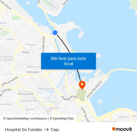 Hospital Do Fundão to Caju map