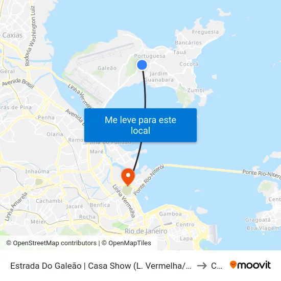 Estrada Do Galeão | Casa Show (L. Vermelha/Av. Brasil) to Caju map