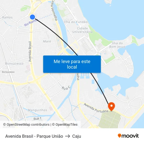 Avenida Brasil - Parque União to Caju map