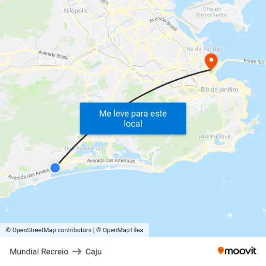 Mundial Recreio to Caju map