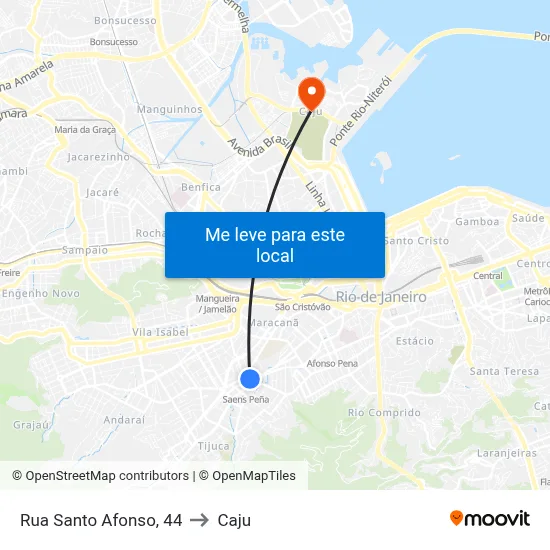 Rua Santo Afonso, 44 to Caju map