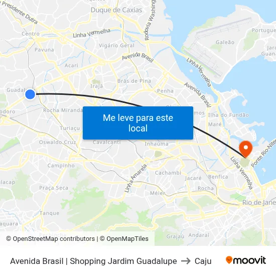 Avenida Brasil | Shopping Jardim Guadalupe to Caju map