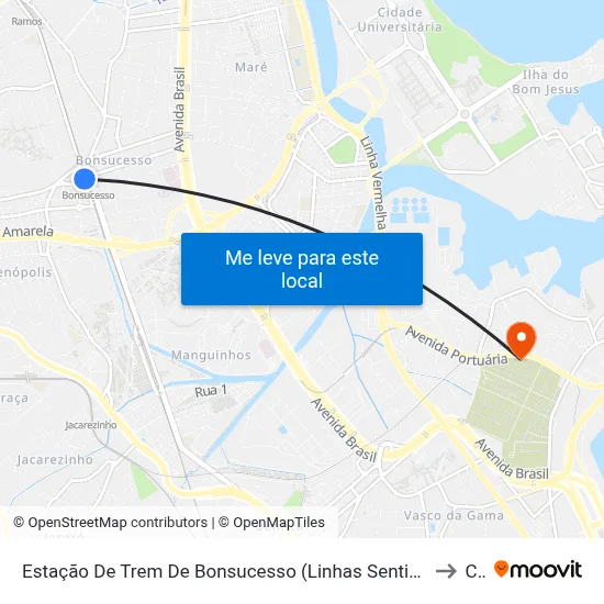 Estação De Trem De Bonsucesso (Linhas Sentido Itaoca/Democráticos E Intermunicipais) to Caju map
