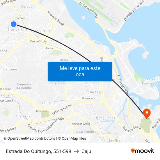 Estrada Do Quitungo, 551-599 to Caju map