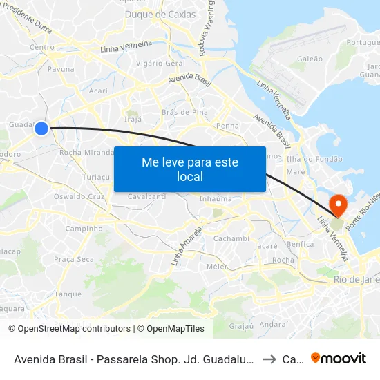 Avenida Brasil - Passarela Shop. Jd. Guadalupe to Caju map