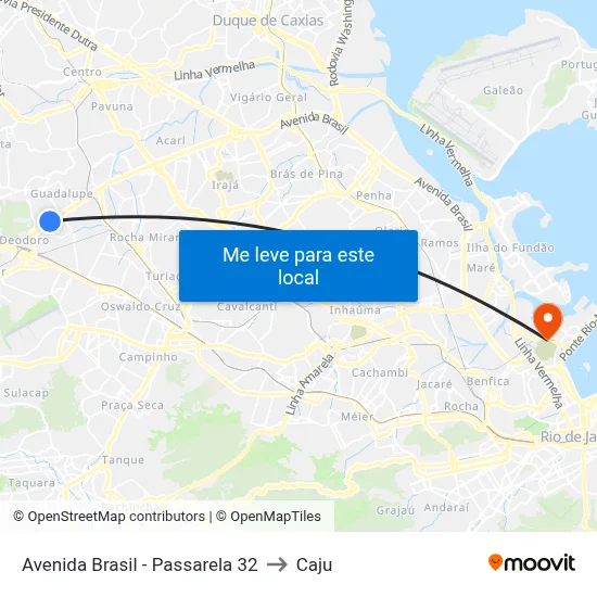 Avenida Brasil - Passarela 32 to Caju map
